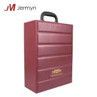 High End Custom Printed Logo  PU Leather Wine 2 Bottle Gift Box  Packaging