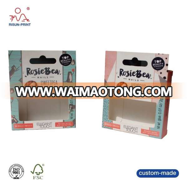 Wholesale Customized loose powder paper cosmetic box, individual packing lip stick box/ fake nail polish box with window